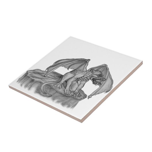 Carreau GOLEM - Gargoyle noir et blanc (Côté)