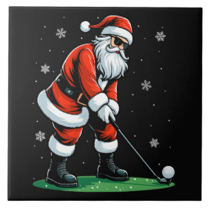 Carreau Golf de Noël Santa Golfeur Noël Drôle