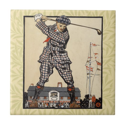 Carreau Golf Golfer Vintage Golf antique (Devant)