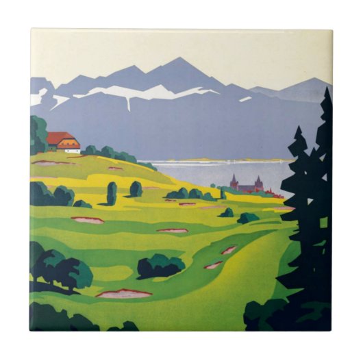 Carreau Golf vintage Lausanne City Lac Suisse (Devant)