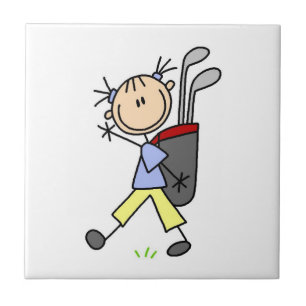 Carreau Golfeuse avec sac et clubs