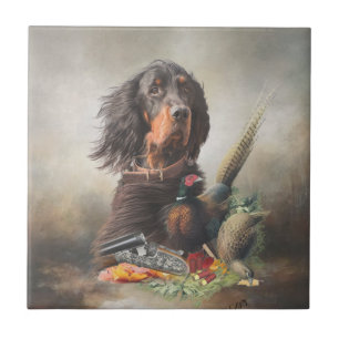 Carreau Gordon setter avec faisans, Art