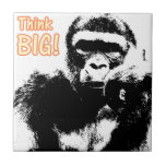 Carreau Gorilla pense grand<br><div class="desc">Pop Art Gorilla "Think Big" Citation Carrelage céramique.</div>