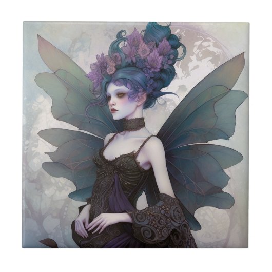 Carreau Goth Dark Fairy Girl Imaginaire Art (Devant)