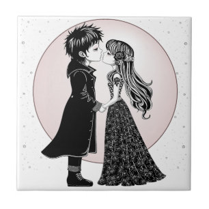 Carreau Gothique Emo Enfants Kiss Valentine's Day