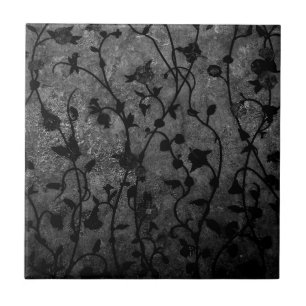 Carreau Gothique noir et blanc Antique Floral