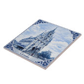 Carreau Gouda town hall Delft Blue style ceramic tile (Côté)
