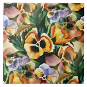 Carreau Graceful Stylish Superbes Pansies de Motif Vintage