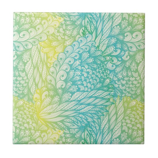 Carreau Gradient jaune et bleu vintage floral (Devant)