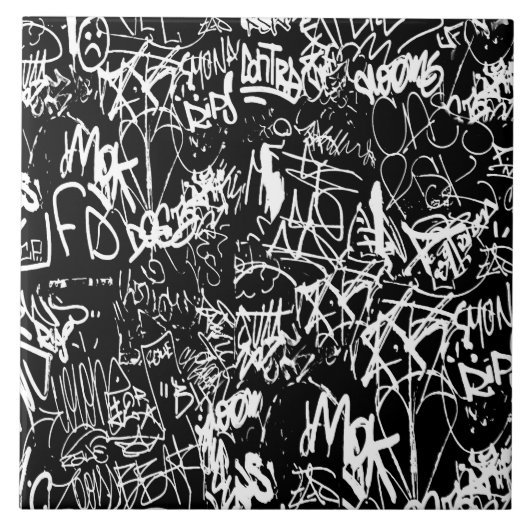 Carreau Graffiti Abstrait Collage Motif d'impression (Devant)