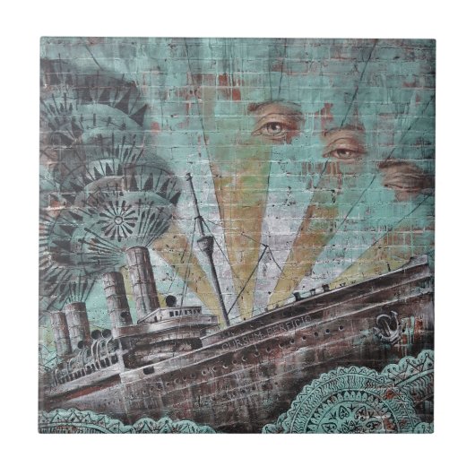 Carreau Graffiti bleu vintage (Devant)