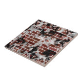 Carreau Graffiti noir et blanc Mur de briques dentelées (Côté)