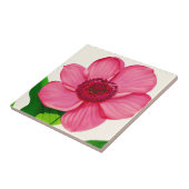 Carreau Grand anémone rose avec Feuilles vert émeraude (Côté)