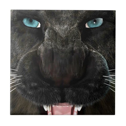 Carreau Grand Chat Panther Noir (Devant)