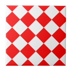Carreau Grand Checkered de Diag - blanc et rouge