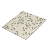 Carreau Grand feuille vert assorti sur la conception crème (Côté)