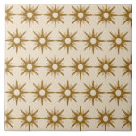 Carreau Grand Motif de Starburst Or du milieu du siècle<br><div class="desc">Design moderne du milieu du siècle avec motif vintage d'étoiles rétro en or sur un arrière - plan beige. Design moderne simple et propre. Créez votre propre motif personnalisé en téléchargeant une nouvelle image, ou utilisez le bouton "message" pour contacter le concepteur pour obtenir de l'aide. Pour créer votre propre...</div>