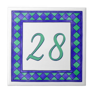 Carreau Grand numéro de maison bleu et vert