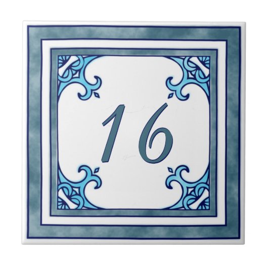 Carreau Grand numéro de maison turquoise (Devant)