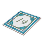 Carreau Grand numéro de maison turquoise et vert (Côté)