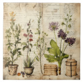 Carreau Grande aquarelle Vintage Fleur sauvage naturel (Devant)