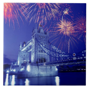 Carreau Grande-Bretagne, Londres. Feux d'artifice au-dessu
