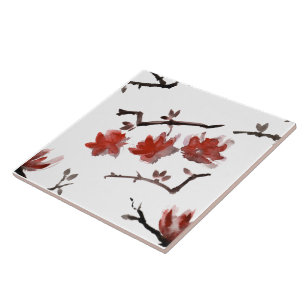 Carreau Grande dalle en céramique avec motif en fleurs rép