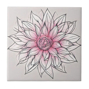 Carreau Grande Fleur Abstraite rose