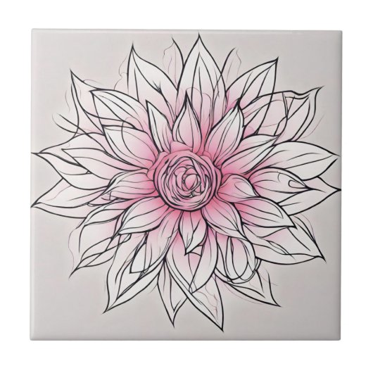 Carreau Grande Fleur Abstraite rose (Devant)