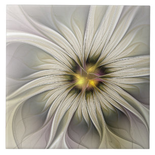 Carreau Grande fleur d'ivoire, art fractal moderne abstrai