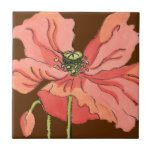 Carreau Grande Fleur rose avec Arrière - plan rouge profon<br><div class="desc">Une grande fleur rose repose sur un arrière - plan rouge profond dans ce tableau de Nancy Slocum. La fleur est vibrante et en pleine floraison. Un cadeau étonnant pour une personne spéciale dans votre vie!</div>