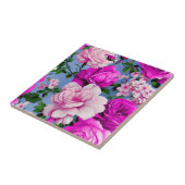 Carreau Grande Fleur Rose rétro violet (Côté)