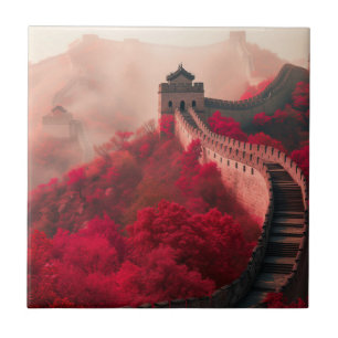 Carreau Grande Muraille de Chine en automne - Rouge Pittor