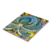 Carreau Grande tuile bleue de poulpe (Côté)