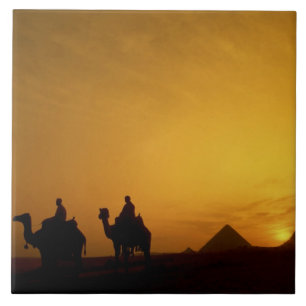 Carreau Grandes Pyramides de Gizeh, Égypte au coucher du s