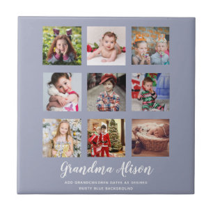 Carreau GRANDPARENT CADEAUX DE COLLAGE PHOTO - Bleu Dusty
