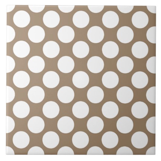 Carreau Grands points rétro - blanc et taupe (Devant)