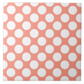 Carreau Grands points rétro - corail rose et blanc (Devant)