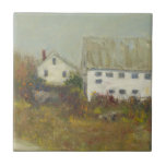 Carreau Grange blanche<br><div class="desc">Grange blanche II par Marilyn Wendling. Bâtiment à la grange blanche et maison au milieu des fleurs dans la campagne.</div>