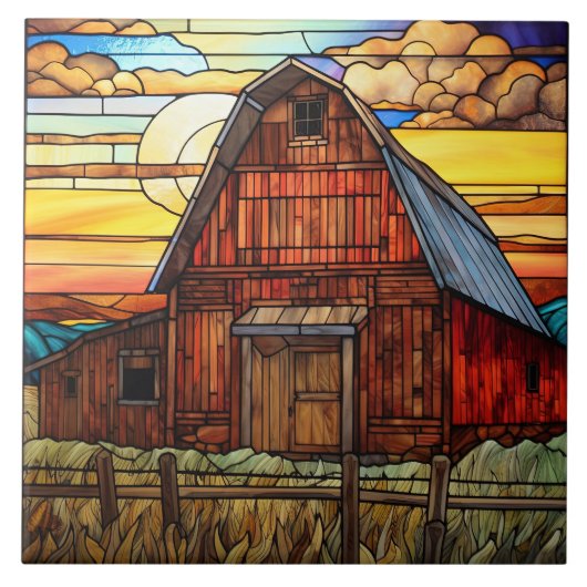 Carreau grange en faux vitrail (Devant)