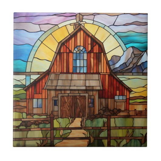 Carreau grange en faux vitrail (Devant)
