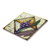 Carreau Grapes and Wheat Stained Glass Ceramic Tile (Côté)