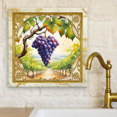 Carreau Grapes Vineyard Gold Ceramic Tile