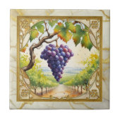 Carreau Grapes Vineyard Gold Ceramic Tile (Devant)