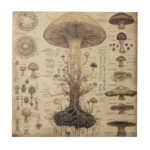 Carreau Graphique botanique de champignons vintage (5)