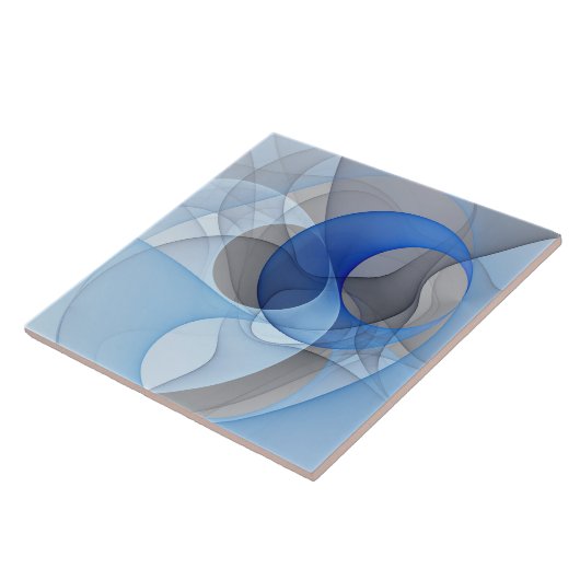 Carreau Graphique d'art fractal gris bleu Abstrait moderne (Côté)
