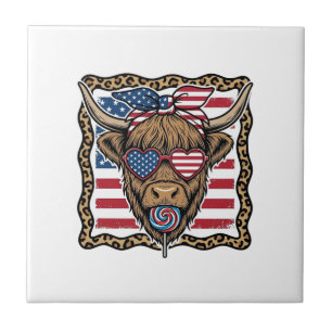 Carreau Graphique de drapeau vintage de vache des Highland