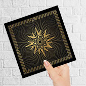 Carreau Graphisme compas soleil levant or Art déco noir