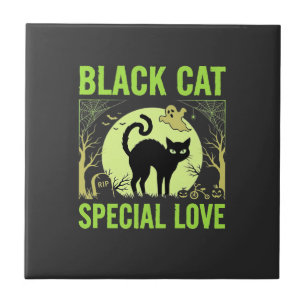 Carreau Graphisme d'amour spécial chat noir Halloween