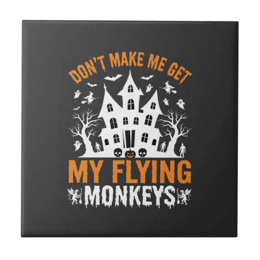 Carreau Graphisme de maison hantée avec des singes volants (Devant)